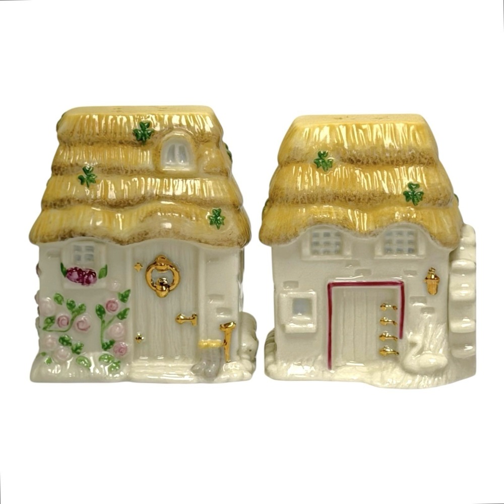 Vintage 2003 Lenox Irish Blessing Cottage Salt & Pepper Shakers Fine China‎